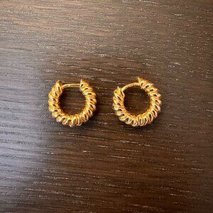 Gold Twisted Metal Huggie Earrings